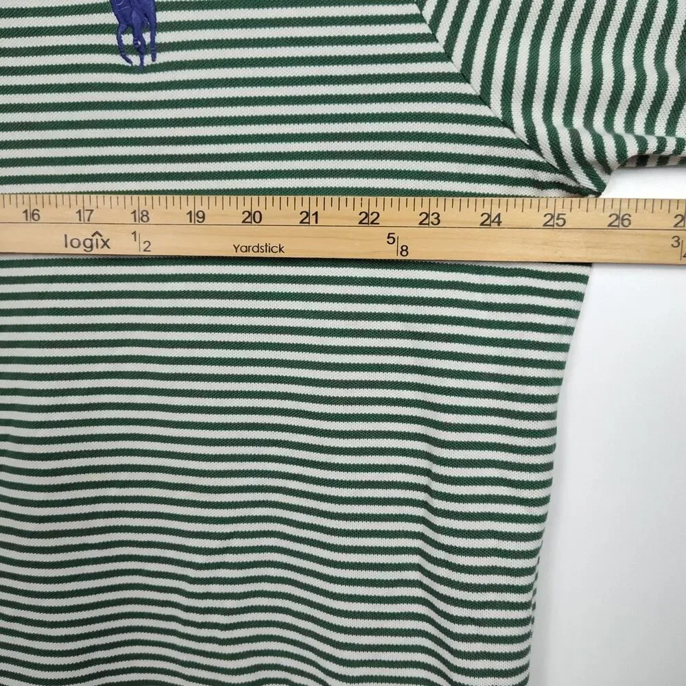 Polo Golf Ralph Lauren Polo Shirt Men's XXL Green/White Stripes Big Pony Pro Fit